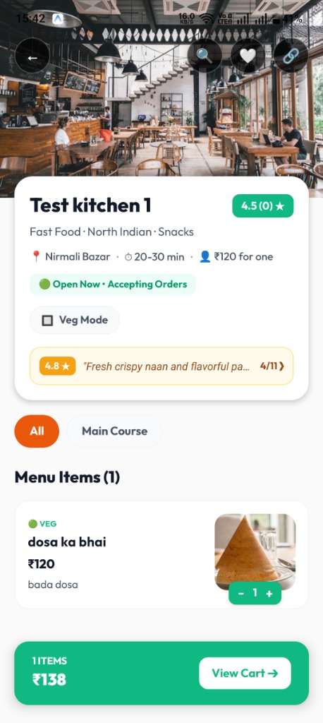 Lele Restaurant Menu Screen - Test Kitchen 1