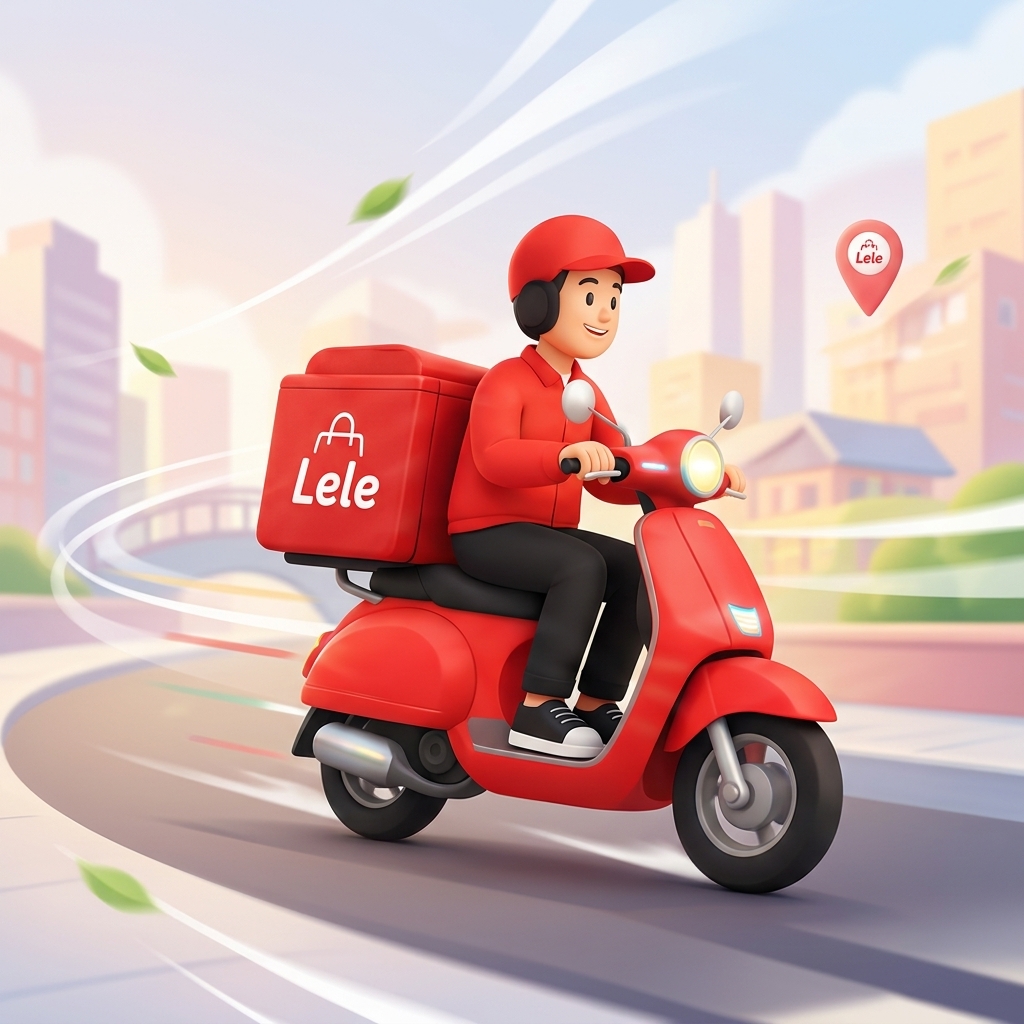 Lele 3D Delivery Rider on Red Scooter